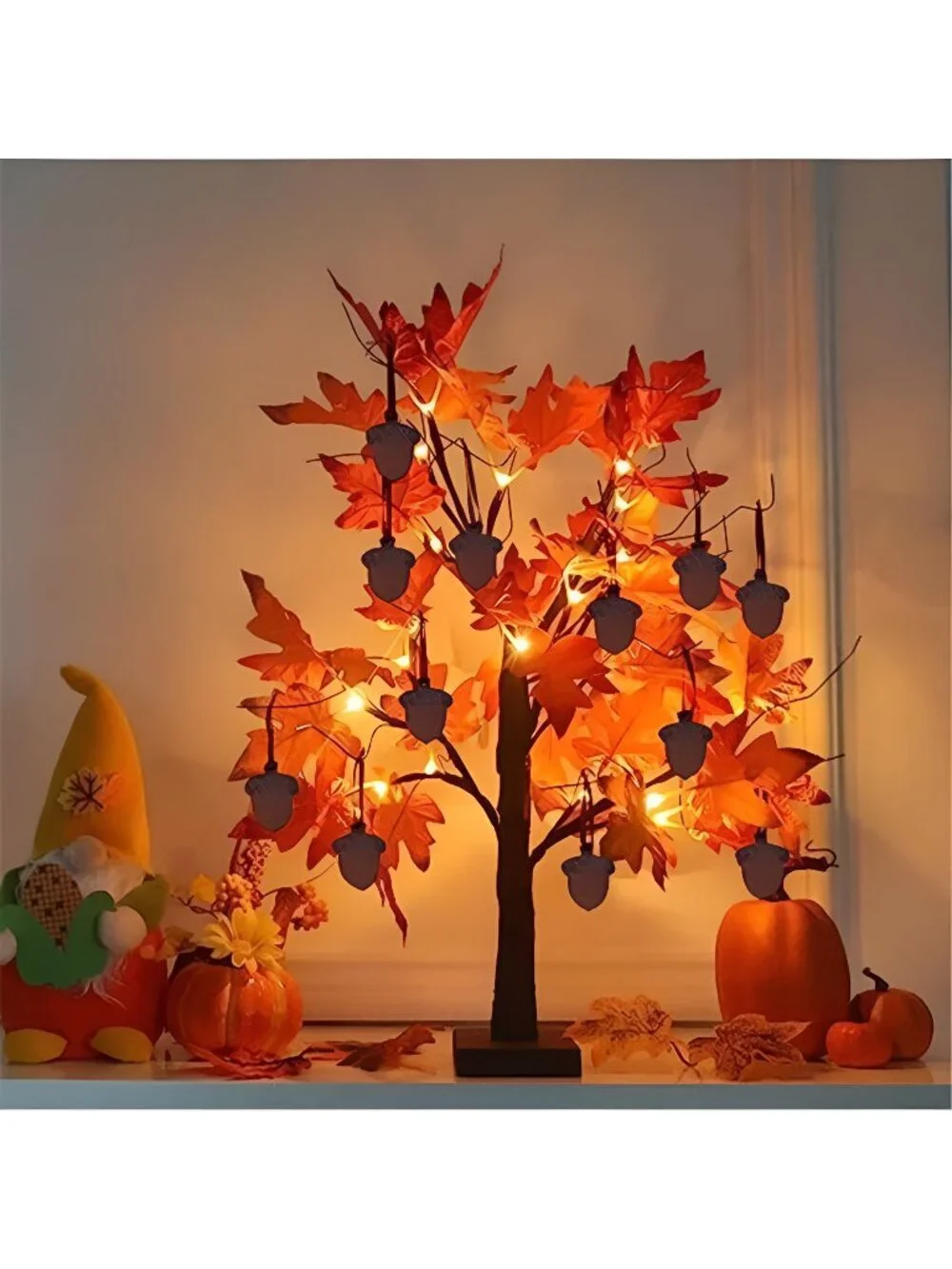 Fall Decorations for Home, Thanksgiving Decorations, 24”/2FT Lighted Fall Maple